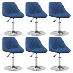 vidaXL Scaune de sufragerie pivotante, 6 buc, albastru, catifea