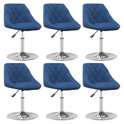 vidaXL Scaune de sufragerie pivotante, 6 buc, albastru, catifea 3088773 foto