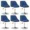 vidaXL Scaune de sufragerie pivotante, 6 buc, albastru, catifea 3088773
