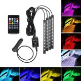 Set 4 benzi LED auto, RGB, 9 LED/banda, telecomanda