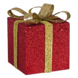 Cadou Decorativ de Crăciun, Ornamente din Spumă-Tinsel, Culoare Roșu și Auriu, Dimensiuni 13x13x15cm, Oem