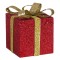 Cadou Decorativ de Crăciun, Ornamente din Spumă-Tinsel, Culoare Roșu și Auriu, Dimensiuni 13x13x15cm