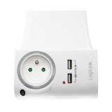 ADAPTOR LOGILINK, Socket tip E x 1, USB x 2 5V/2.1A, 230V, 50 Hz, max. 16A, IP20, suport telefon/tableta, iluminare LED, alb &quot;PA0166&quot; (include TV 0.18