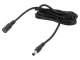 Cablu DC 5,5/2,5mm 2x0,5mm2 cu mufă și soclu drept negru