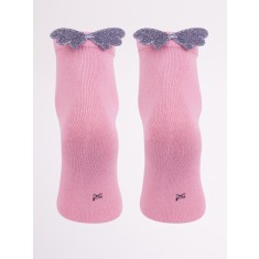 Sosete roz pudra pentru fetite - Aripioare sclipitoare (Marime Disponibila: