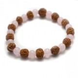 Bratara cu Rudraksha (rudraska) si cuart roz