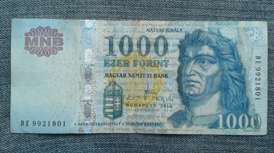 1000 Forint 2010 Ungaria / Matyas Kiraly / Matei Corvin / seria 9921801 foto