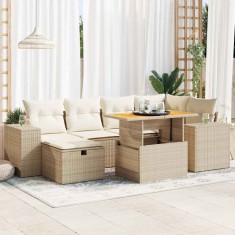 vidaXL Set canapele grădină cu perne 8 piese bej poliratan/lemn acacia 3328087