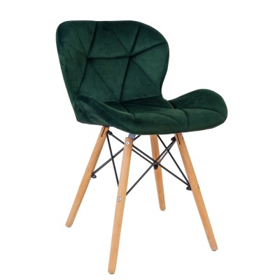 Scaun Eliza - cadru lemn - catifea verde foto