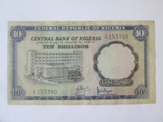Rara! Nigeria 10 Shillings 1968,bancnota din imagini foto