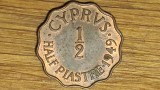 Cipru -raritate bronz an unic de batere- 1/2 piastru piastre 1949 -George VI- dantelata !