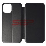 Husa Flip Cover Round Neagra Apple iPhone 12 Pro Max, Protectie Premium