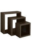 Set de 3 rafturi plutitoare &icirc;n formă de cub, MDF cu sistem de fixare ascuns, Wenge, Oem