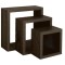 Set de 3 rafturi plutitoare &icirc;n formă de cub, MDF cu sistem de fixare ascuns, Wenge