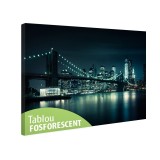Tablou Canvas Fosforescent Brooklyn Bridge 90x52 cm - Decoratiune Perete Luminoasa