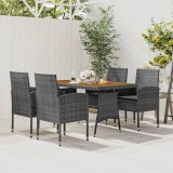 Cumpara ieftin Set de mobilier de exterior, 5 piese, gri, poliratan