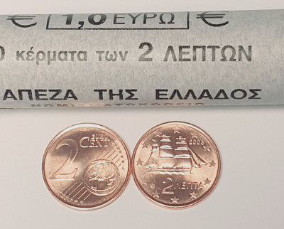 3337 Grecia 2 euro cents 2003 corvette (cel mai mic tiraj din serie) km 114 UNC foto
