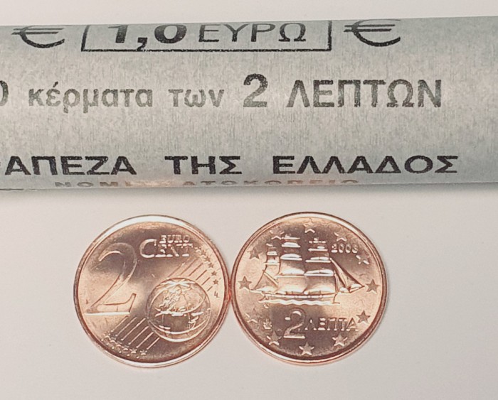 3337 Grecia 2 euro cents 2003 corvette (cel mai mic tiraj din serie) km 182 UNC