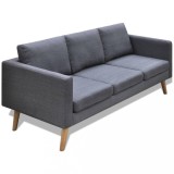Gossi canapea cu 3 locuri, material textil, gri inchis