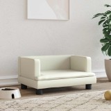 VidaXL Pat de c&acirc;ini, crem, 60x40x30 cm, piele ecologică