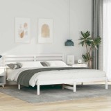 Cadru de pat cu headboard Alb 180 x 200 cm Lemn de brad solid