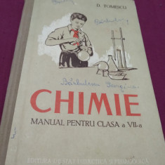 MANUAL CLASA VII CHIMIE 1960 D.TOMESCU CARTONATA