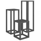 Cumpara ieftin Set suport de plante, 3 piese, gri, lemn masiv de pin