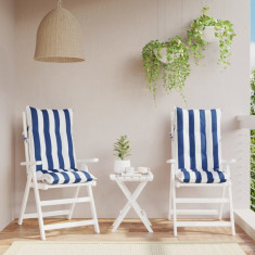 vidaXL Perne de scaun spătar &amp;icirc;nalt, 2 buc. dungi albastre&amp;amp;albe, textil foto