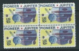 SUA 1975 - Pioneer, planeta Jupiter, cosmonautica, bloc de 4 neuzat