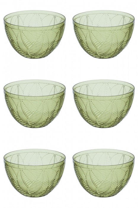 Set boluri, 6 piese, 850 ml, Plastic, Verde