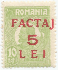 Romania, LP III.5/1928, Ferdinand, supratipar FACTAJ 5 LEI, supr. depl. 1, MNH foto