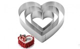 Set 3 forme metalice pentru prajituri, model inima,otel inoxidabil,3 dimensiuni