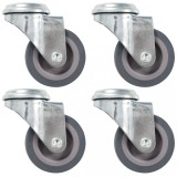 Set 4 Roti Pivotante 50mm TPR Gri, M10, 35kg/roata, Feronerie Mobilier, vidaXL