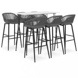 VidaXL Set mobilier de bar, 7 piese, alb și gri