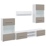 Cumpara ieftin Unitati TV 5 piese iluminare cu LED Lemn prelucrat gri piatra