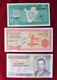 BURUNDI - Lot 3 bancnote - Ani diferiti - 10 FRANCS 2005 / 20 FRANCS 2007 / 100 FRANCS 2010 - UNC (404)
