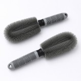 Cumpara ieftin Set 2 perii pentru curatare jante auto, 25 cm, peri moi din polipropilena si nailon, maner ergonomic antiderapant, gri, pentru jante, anvelope si spat