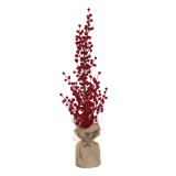 Decorațiune Crăciun, Model Brad, &Icirc;nălțime 62cm, Culoare Roșu/Bej, Material Metal/Plastic/Spumă/H&acirc;rtie/Iută, Oem