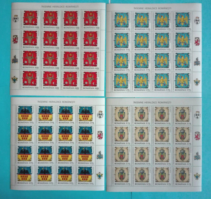 TIMBRE ROM&Acirc;NIA LP1816/2008- &Icirc;NSEMNE HERALDICE ROM&Acirc;NEȘTI- 4 coli 16 timbre MNH
