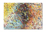 Cumpara ieftin Tablou pictat manual living, birou, Compozitie abstracta, 70x50cm ulei pe panza, reproducere Jackson Pollock