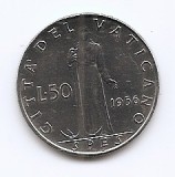 Vatican 50 de Lire 1956 - Pius al XII-lea, 24,8 mm, KM-54.2