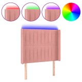 Cumpara ieftin Tablie de pat cu LED, roz, 93x16x118/128 cm, catifea