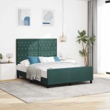 Cumpara ieftin Pat cu arcuri cu headboard Verde inchis 160 x 200 cm Catifea