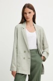 United Colors of Benetton sacou de in culoarea verde, cu doua randuri de nasturi, cu imprimeu, 265XDW035