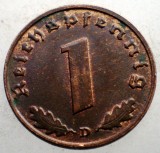 2.499 GERMANIA WWII 1 REICHSPFENNIG 1939 D XF, Europa, Bronz