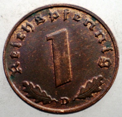 2.499 GERMANIA WWII 1 REICHSPFENNIG 1939 D XF foto