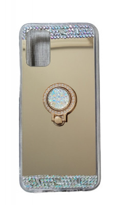 Husa silicon oglinda , inel si pietricele Samsung Galaxy A02s , Auriu foto
