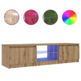 Cumpara ieftin Dulap TV cu LED stejar artizanal 140x40x36 cm lemn prelucrat