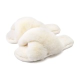 Cumpara ieftin Papuci de casa pentru femei PC002, model imblanit, Crem