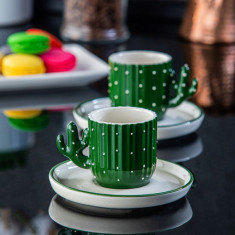 Set cesti de cafea, Doreline, 612DRL1114, Ceramica, Verde